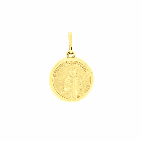 Pingente Medalha São Francisco de Ouro 18K