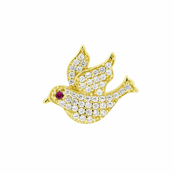 Pingente Pombinha com Zirconias Ouro 18K