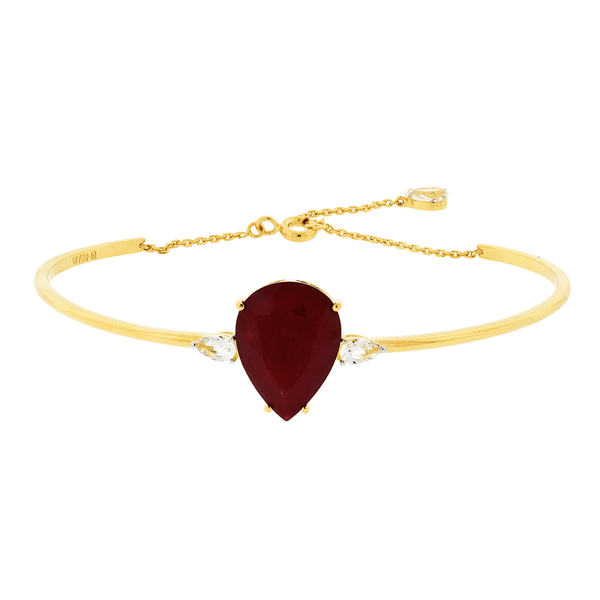 Bracelete Ouro 18K com Quartzito Vermelho e Topázio