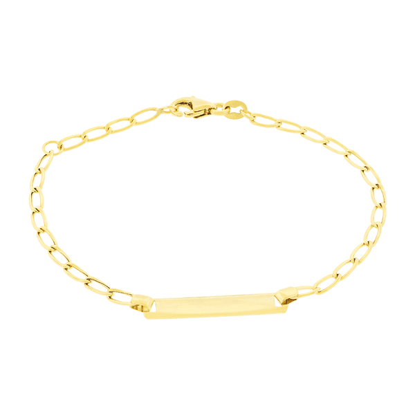 Pulseira Infantil com Chapa Ouro 18K Elos Alongados