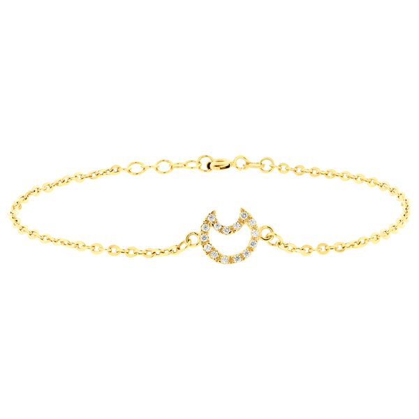 Pulseira Feminina de Ouro 18K Lua com Zircônias