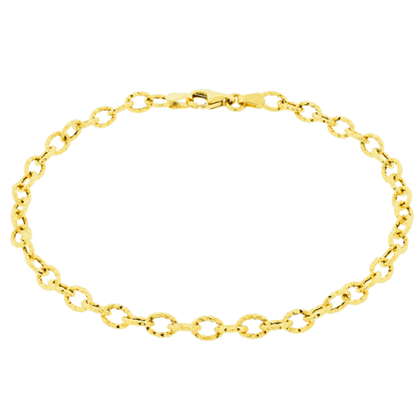 Pulseira Elos Pequenos Trabalhada Ouro 18K