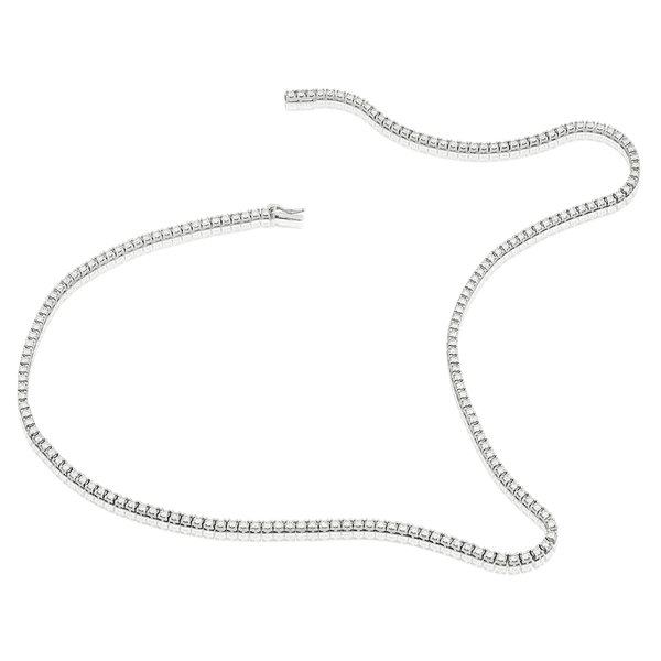 Gargantilha Riviera Brilhantes Collar Quadrada Ouro Branco 18K 5,46ct