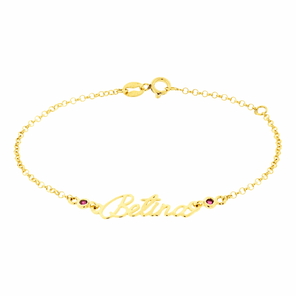 Pulseira Infantil Nome Personalizado com Rubis em Ouro 18K -... - MICHELETTI JOIAS