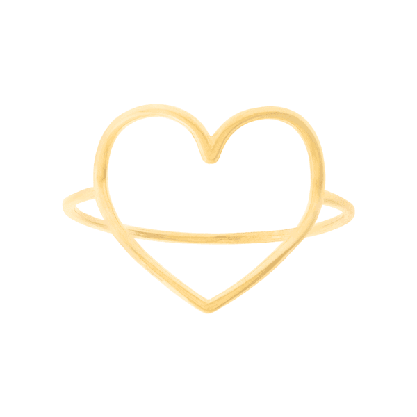 Anel Coração Ouro Amarelo 18K Vazado