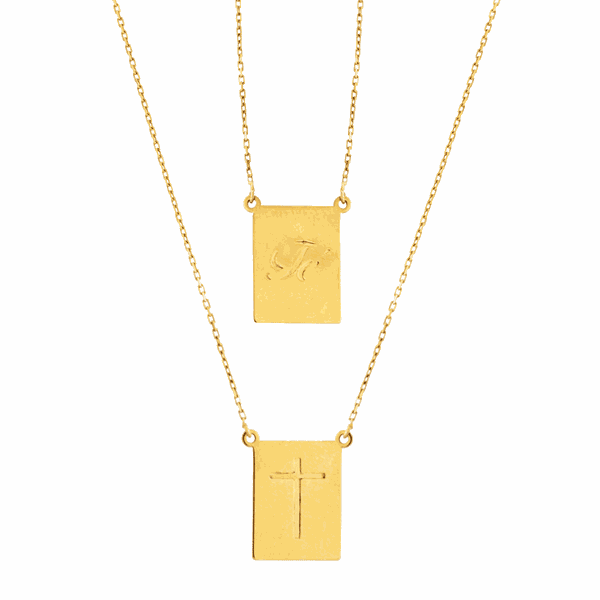 Escapulário Cartier Placas Fé e Cruz Ouro 18K - MI25860 - MICHELETTI JOIAS