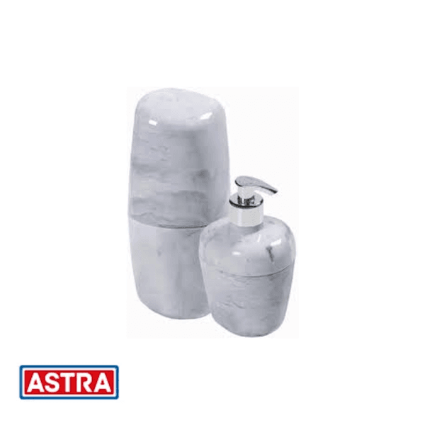 Kit Acessório Banheiro Branco Marmorizado Com 2 Peças ASTRA KBB1M//2*BR MAIS COR - ASTRA