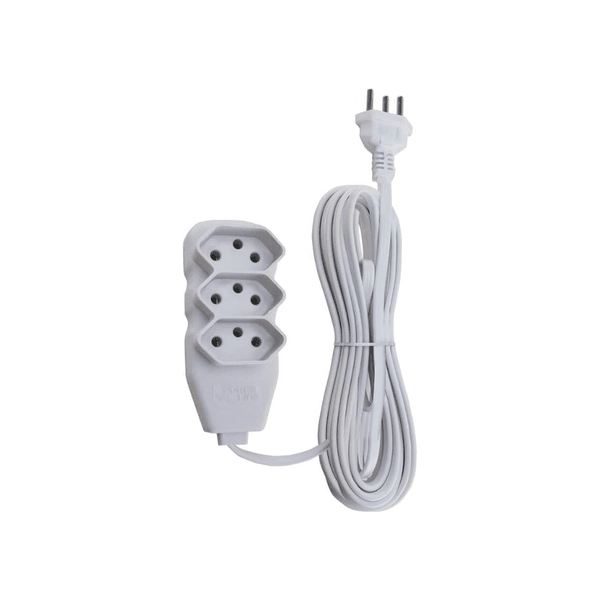 Extensão Elétrica Branca Com Cabo PP De 5 Metros 10A 3 X 0,75 17001 - ILUMI