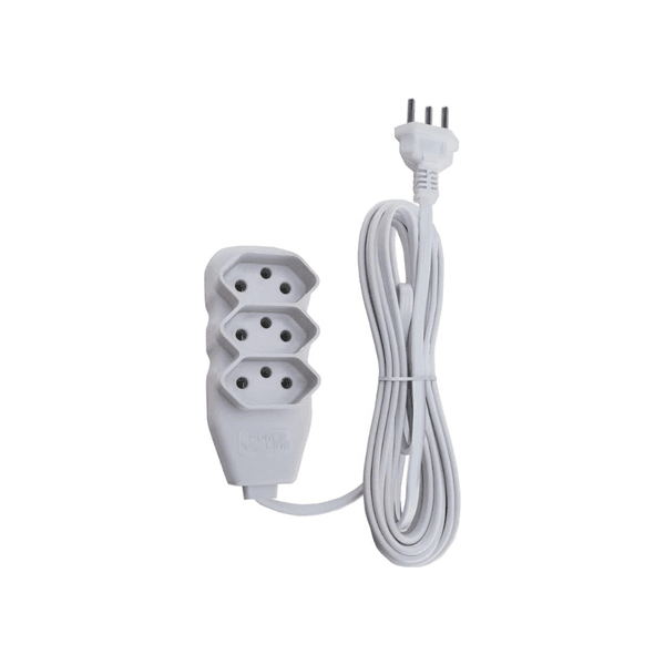 Extensão Elétrica Branca Com Cabo PP De 3 Metros 10A 3 X 0,75 17991 - ILUMI