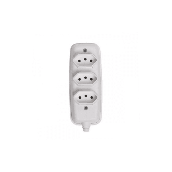 Tomada Em Barra Tripla Bipolar 2P + T 10A 250V 26330 Branca - ILUMI