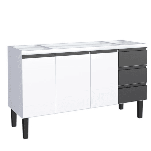 Gabinete Cozinha Aço Netuno Flat Branco Com Preto 150 - COZIMAX