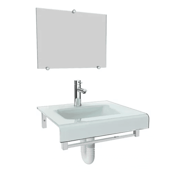 Kit Gabinete Vidro 2068 Mármore Branco 42X38 2400 - VB CRISTAIS
