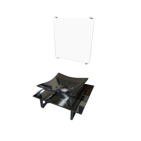 Kit Gabinete Vidro S40CQ Fumê Transparente 40cm - VMEX