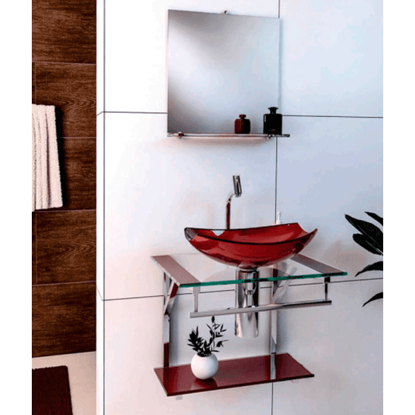 Kit Gabinete Vidro Advance Vermelho 50x40 - VB CRISTAIS