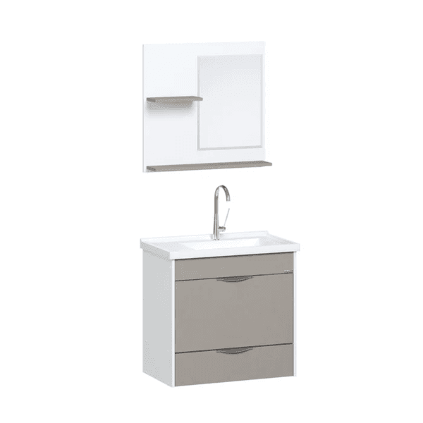 Kit Gabinete Banheiro MDF Roma 55,4 GIinduia (CINZA) - A.J. RORATO