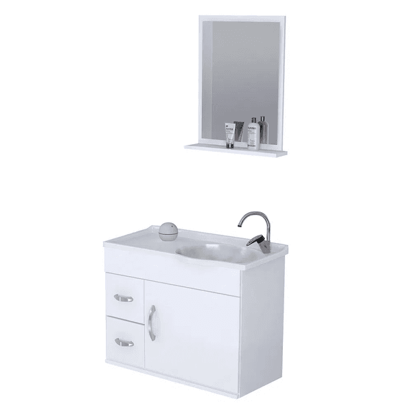 Kit Gabinete Banheiro MDF Siena Branco Suspenso 55,5 - A.J. RORATO