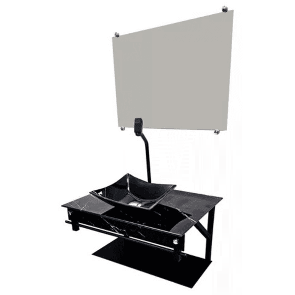 Kit Gabinete Vidro S60CQ PPQ-T Calacata Preto 60CM - VMEX