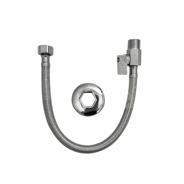 Engate Flexível Com Registro Trançado Inox 60CM R-FLEX60-IN - FLVX HIDRO