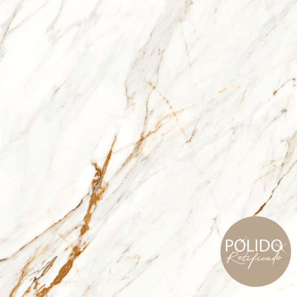 Piso Retificado Polido Calacata 66x66 A-LB 2.18m² - FORMIGRES PREMIUM