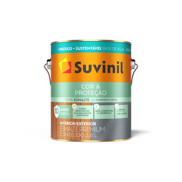 Esmalte Base D'água Secagem Rápida 3,6L Branco Acetinado - SUVINIL