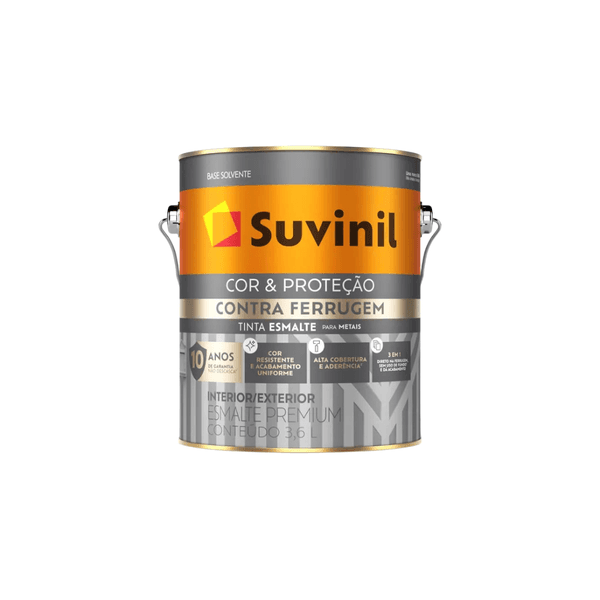 Esmalte Cor & Proteção Contra Ferrugem Branco Acetinado Base Solvente 3,6L - SUVINIL