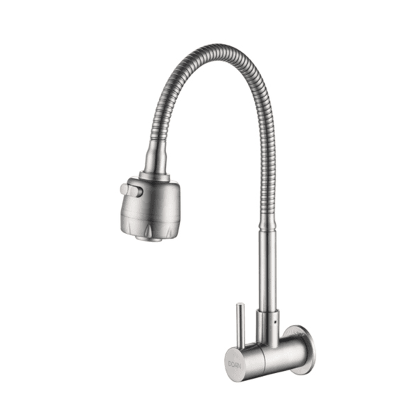 Torneira Cozinha Inox Escovado Parede Gourmet 1/4V - DOAN