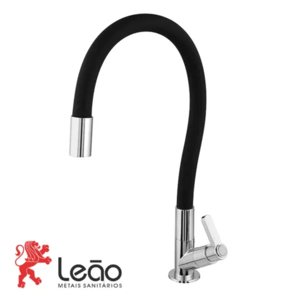 Torneira Cozinha Mesa 1367 1/4V C63 Black / Cromado Plastic 9260 - LEÃO METAIS