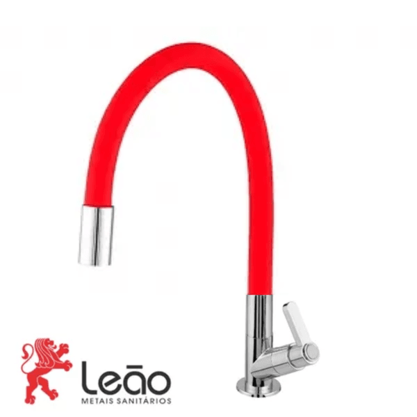 Torneira Cozinha Mesa 1367 1/4V C63 Red / Cromado Plastic 9261 - LEÃO METAIS