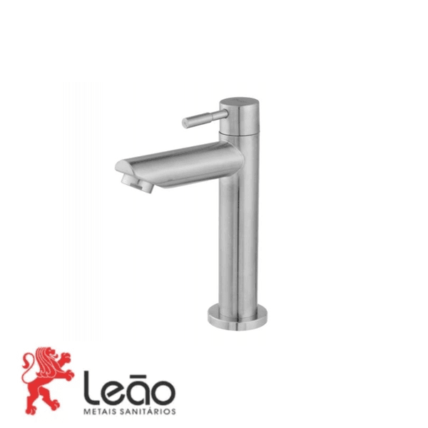 Torneira Lavatório Mesa Baixa 1/4V 3294 Aço Inox Escovado 304 - LEÃO METAIS