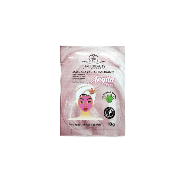 MÁSCARA FACIAL ESFOLIANTE ARGILA ROSA PHÁLLEBEAUTY 10G