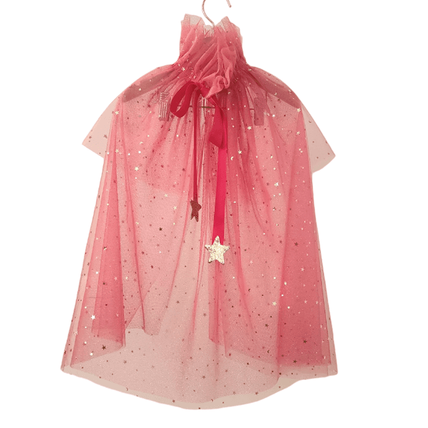 Fantasia Infantil Capa de Tule Princesa Céu de Estrelas Pink