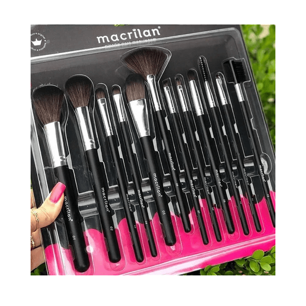 Kit com12 Pincéis Macrilan Maquiagem Pincel Profissional Kp9-1a Original