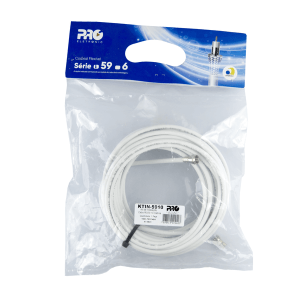 Cabo Coaxial Proeletronic Solapa Série- 10 Metros