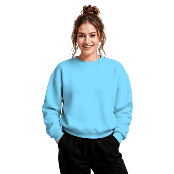 Blusa Moletom Careca Lisa Premium Slim Algodão Mácio Azul Bebe