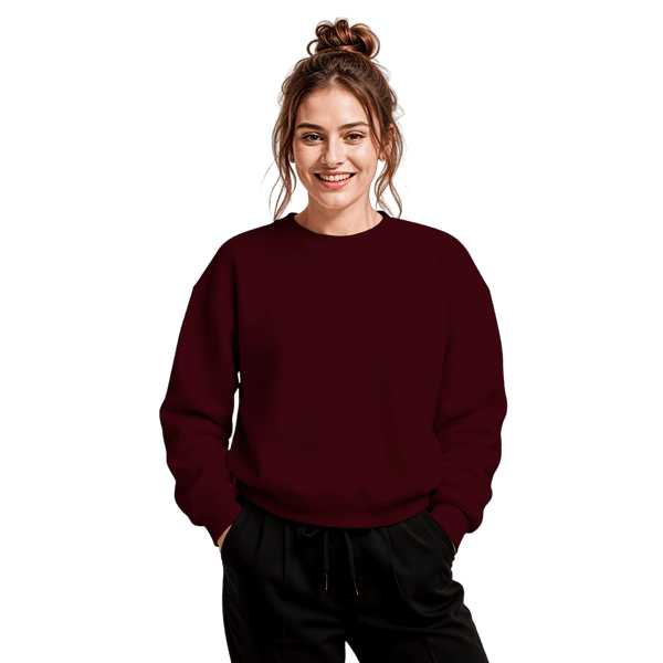Blusa Moletom Careca Lisa Premium Slim Algodão Mácio Bordo