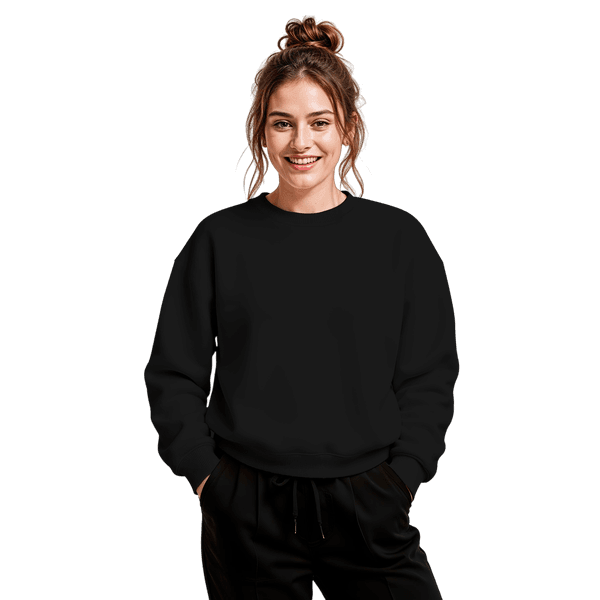 Blusa Moletom Careca Lisa Premium Slim Algodão Mácio Preto