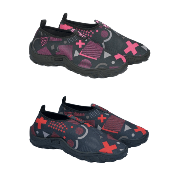 Kit 2 Sapatilhas Aquáticas Náuticas Blaqueadas - Geométrico Rosa e Vermelho 