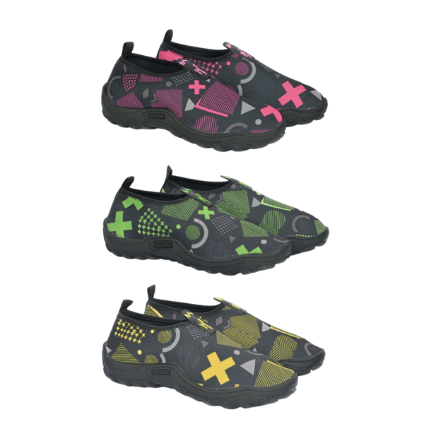 Kit 3 Sapatilhas Aquáticas Náuticas Blaqueadas - Geométrico Rosa/Verde/Amarelo