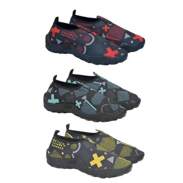 Kit 3 Sapatilhas Aquáticas Náuticas Blaqueadas - Geométrico Vermelho/Azul/Amarelo 