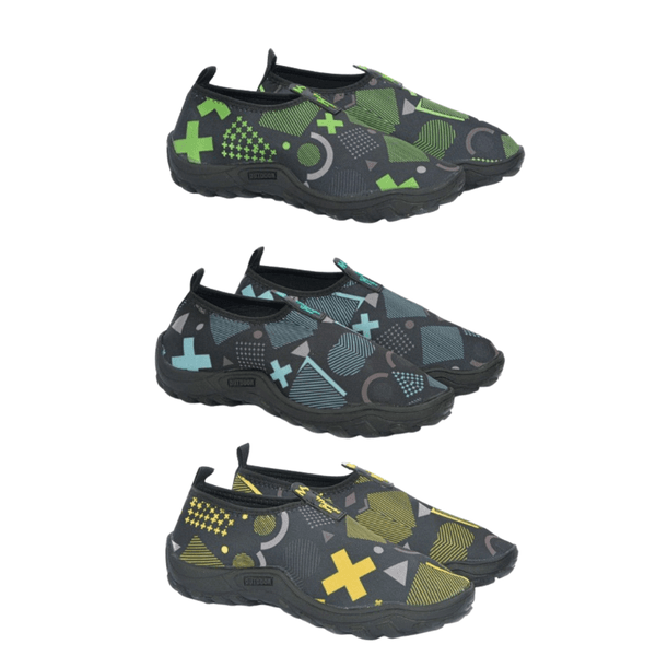 Kit 3 Sapatilhas Aquáticas Náuticas Blaqueadas - Geométrico Verde/Azul/Amarelo 