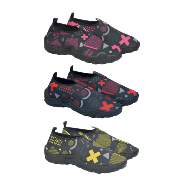 Kit 3 Sapatilhas Aquáticas Náuticas Blaqueadas - Geométrico Rosa/Vermelho/Amarelo