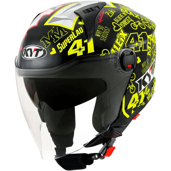 Capacete Kyt D-city Espargaro Replica 2020 - Preto rosa amarelo