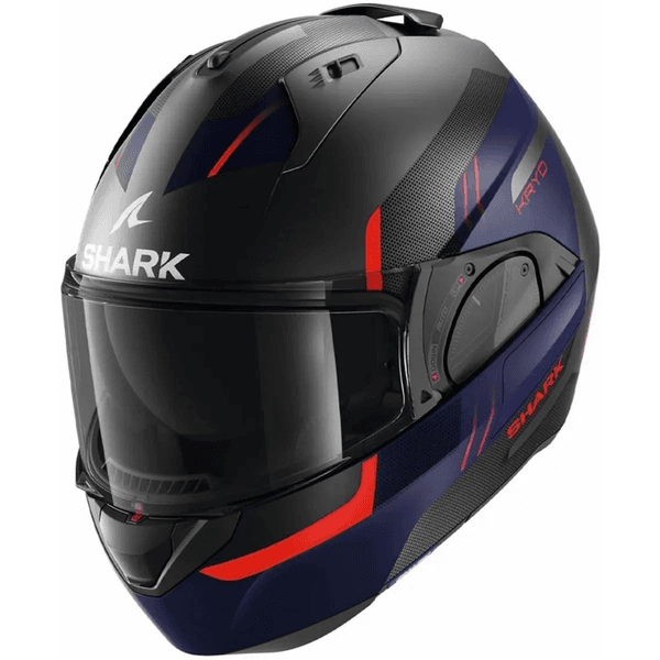Capacete Shark Evo Es Kryd Mat Abr - Preto Azul Vermelho.
