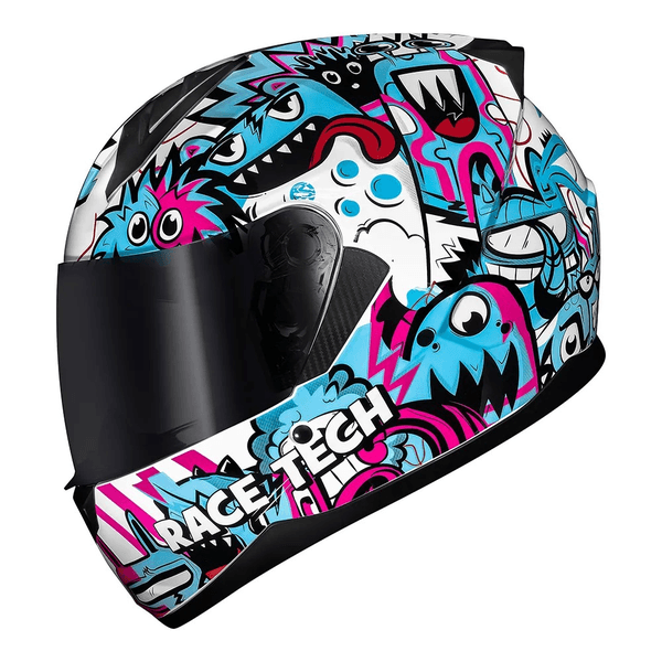 Capacete Race Tech Sector Monsters - Branco Azul.
