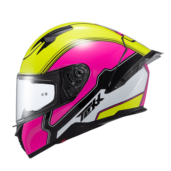 Capacete Texx Raptor Hornet - Verde/rosa/branco
