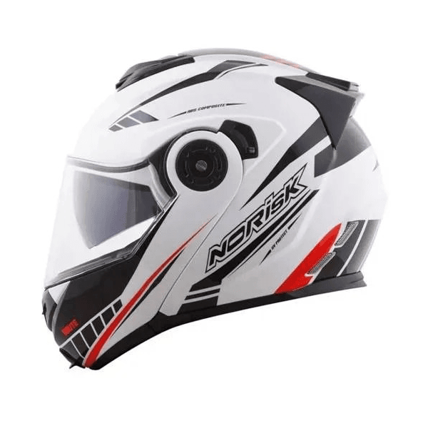 Capacete Norisk Ff345 Route Motion - Branco Preto Vermelho