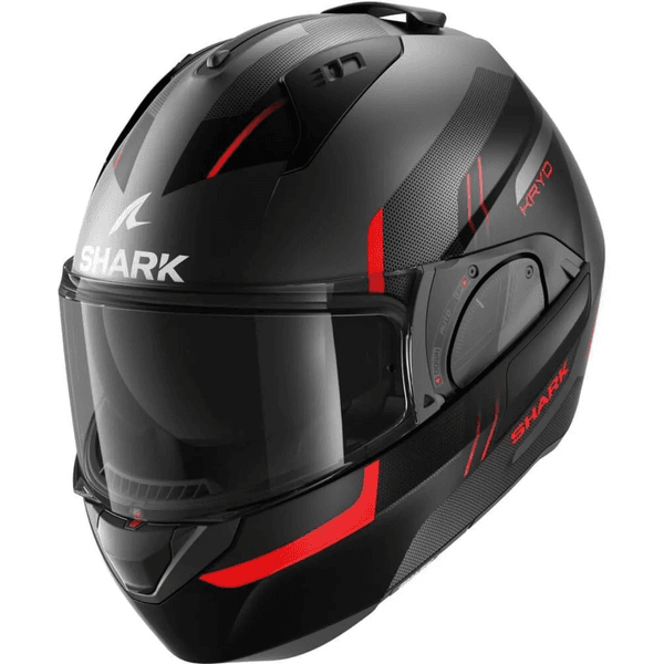 Capacete Shark Evo Es Kryd Akr - Preto Cinza Vermelho.