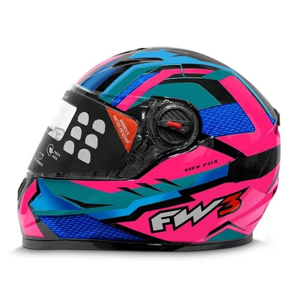 Capacete Fw3 Gtn Fox - Rosa/azul