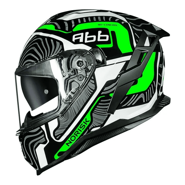 Capacete Norisk Strada Ii Fusion - Branco/preto/verde