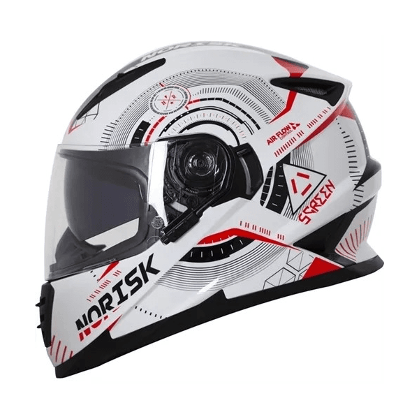 Capacete Norisk Ff302 Screen - Branco Vermelho
